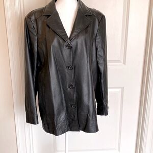 Dunne & Cole Leather Jacket blazer coat Womens L longline vintage classic Simple
